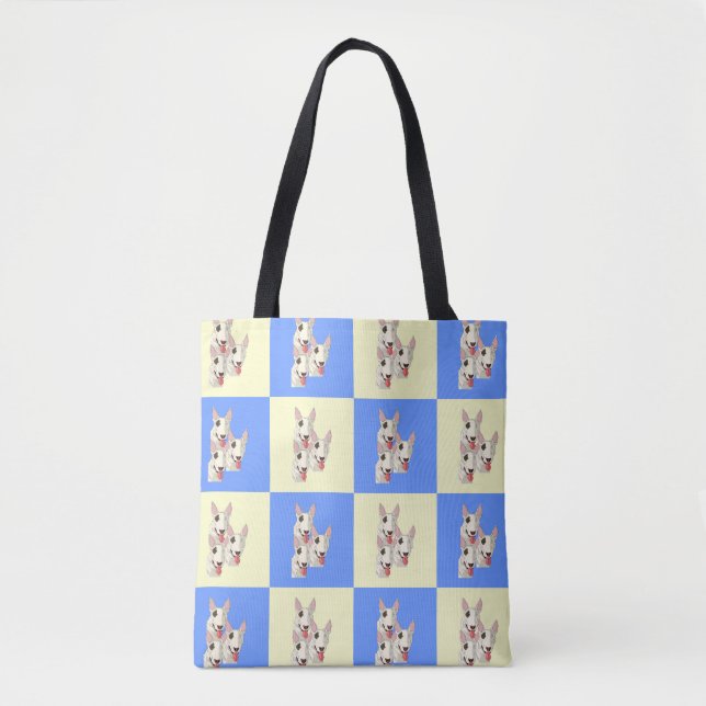 Bull Terrier Chequered Tote Bag (Front)