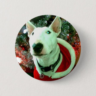 bull terrier christmas 6 cm round badge