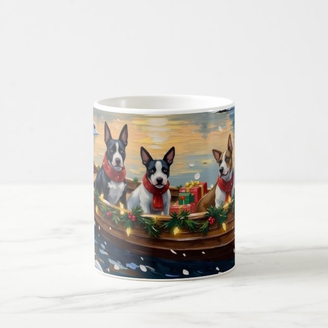 Bull Terrier Christmas Boat Holiday Coffee Mug (Center)