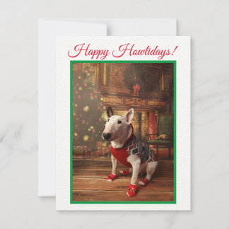 Bull Terrier Christmas Card Santa Jumper