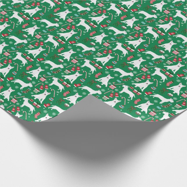 Bull Terrier Christmas Dog Wrapping Paper (Corner)