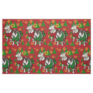 Bull Terrier Christmas fabric