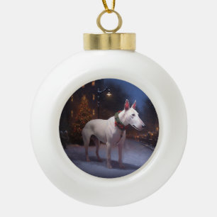 Bull Terrier Christmas Festive Season Ceramic Ball Christmas Ornament