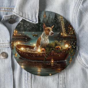 Bull Terrier Christmas Festive Voyage 6 Cm Round Badge