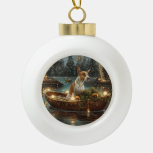 Bull Terrier Christmas Festive Voyage Ceramic Ball Christmas Ornament
