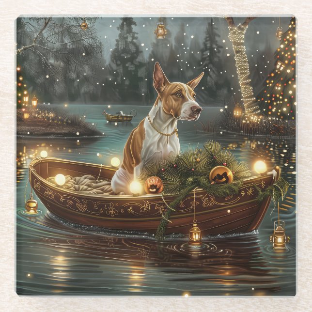 Bull Terrier Christmas Festive Voyage Glass Coaster (Front)