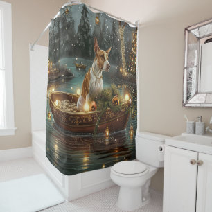 Bull Terrier Christmas Festive Voyage Shower Curtain
