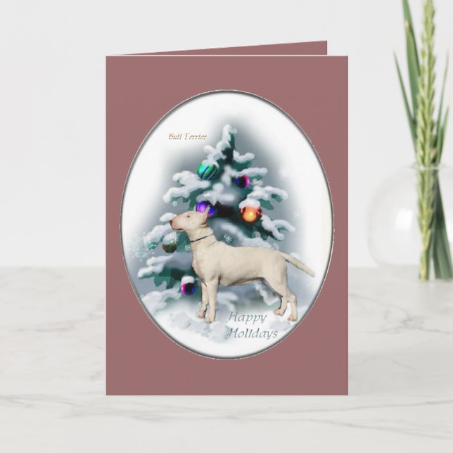Bull Terrier Christmas Gifts Holiday Card (Front)