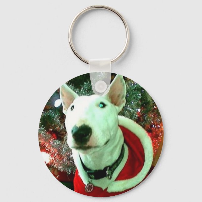 bull terrier christmas key ring (Front)