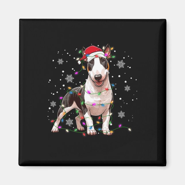 Bull Terrier Christmas Sweater Dog Xmas Lights Tre Magnet (Front)