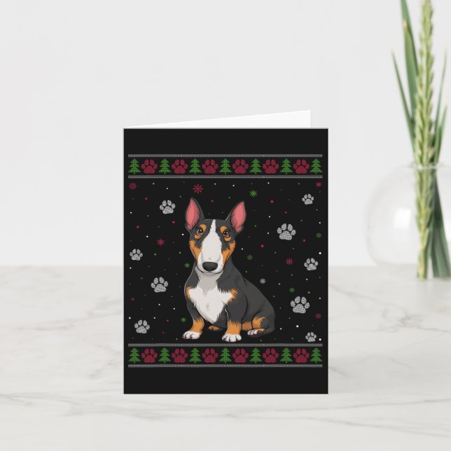 Bull Terrier Christmas Sweater Xmas Pet Animal Dog Card (Front)