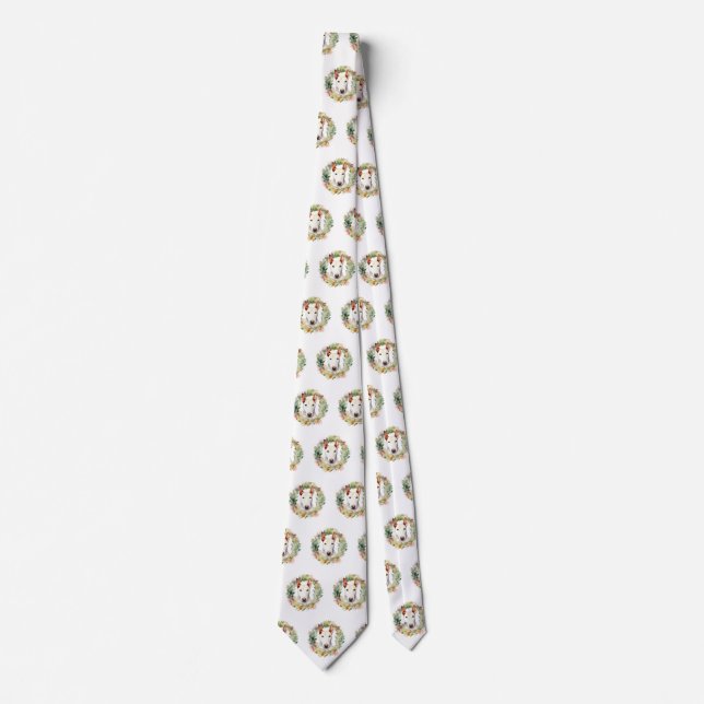 Bull Terrier Christmas Wreath Festive Pup  Tie (Front)
