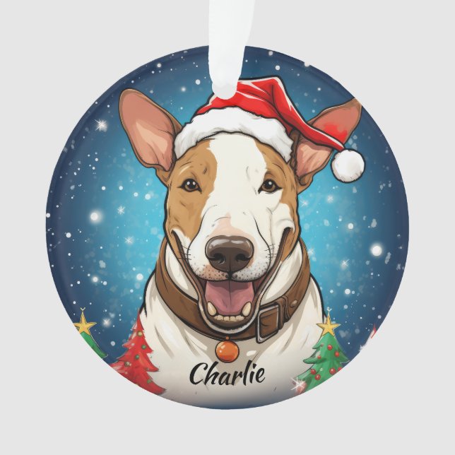 Bull Terrier Custom Christmas Ornament (Front)