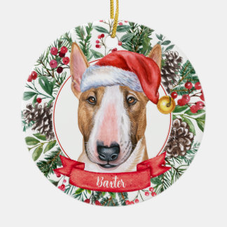 Bull Terrier Custom Santa Dog Christmas Ornament