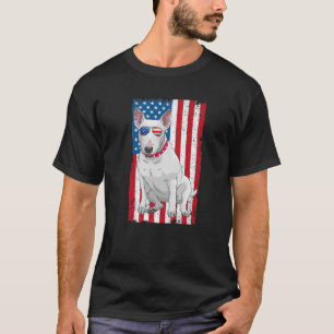 Bull Terrier Dad Mom American Flag Miniature Bull T-Shirt