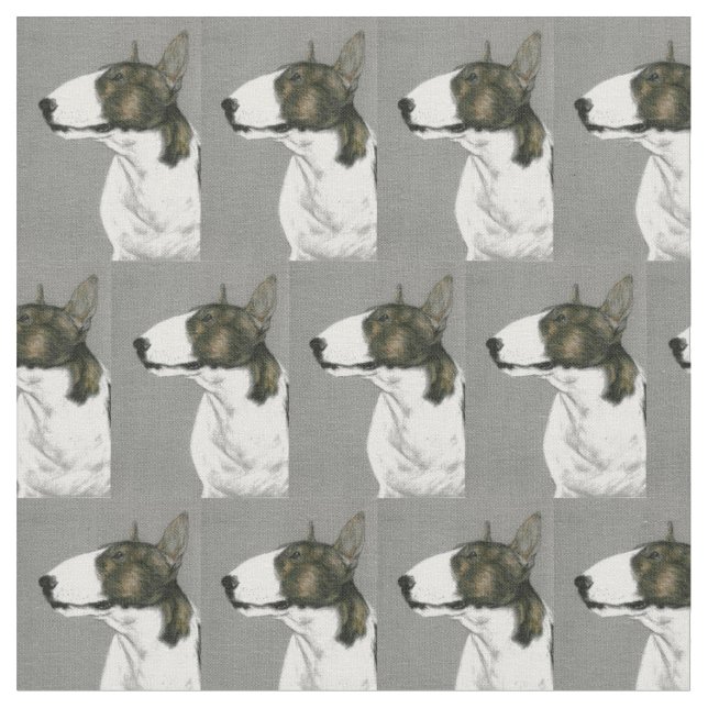 Bull Terrier Dog Art Fabric (Close Up)