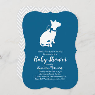 Bull Terrier Dog Baby Shower Blue Boy Invitation