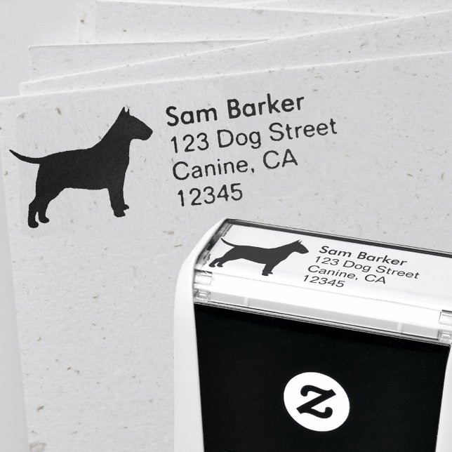 Bull Terrier Dog Breed Silhouette Return Address Self-inking Stamp (Creator Uploaded)