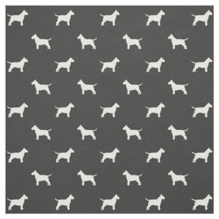Bull Terrier Dog Breed Silhouettes Pattern Fabric