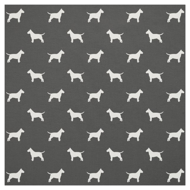 Bull Terrier Dog Breed Silhouettes Pattern Fabric (Swatch)