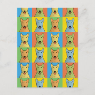 Bull Terrier Dog Cartoon Pop-Art Postcard