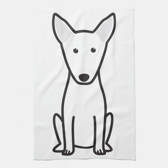 Bull Terrier Dog Cartoon Tea Towel (Vertical)
