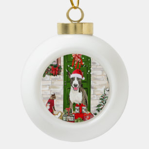 Bull Terrier Dog Christmas   Ceramic Ball Christmas Ornament