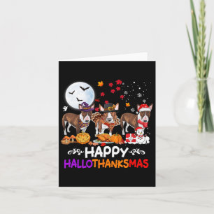 Bull Terrier Dog Christmas Happy Hallothankmas Tha Card