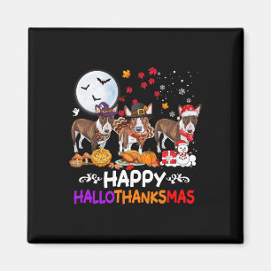 Bull Terrier Dog Christmas Happy Hallothankmas Tha Magnet