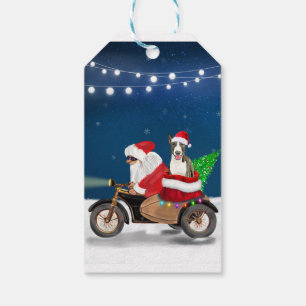 Bull Terrier Dog Christmas Santa Claus Gift Tags