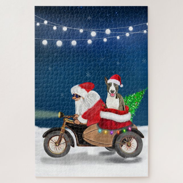 Bull Terrier Dog Christmas Santa Claus  Jigsaw Puzzle (Vertical)