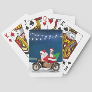 Bull Terrier Dog Christmas Santa Claus Playing Cards