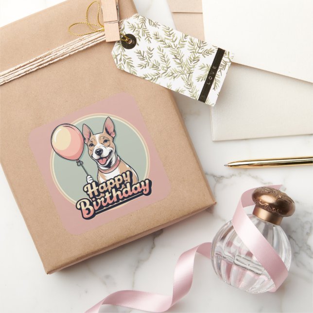 Bull Terrier Dog Colourful  Square Sticker (Gifting)