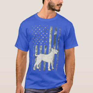 Bull Terrier Dog Dad Mum Camoue USA Flag T-Shirt