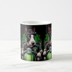 Bull Terrier Dog Driving Bike St. Patrick's Day Coffee Mug