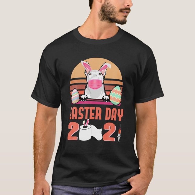 Bull Terrier Dog Face Mask Bunny Egg Easter Day 20 T-Shirt (Front)