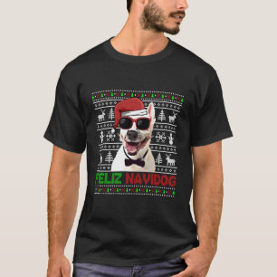 Bull Terrier Dog Feliz Navidog Funny Christmas T-Shirt