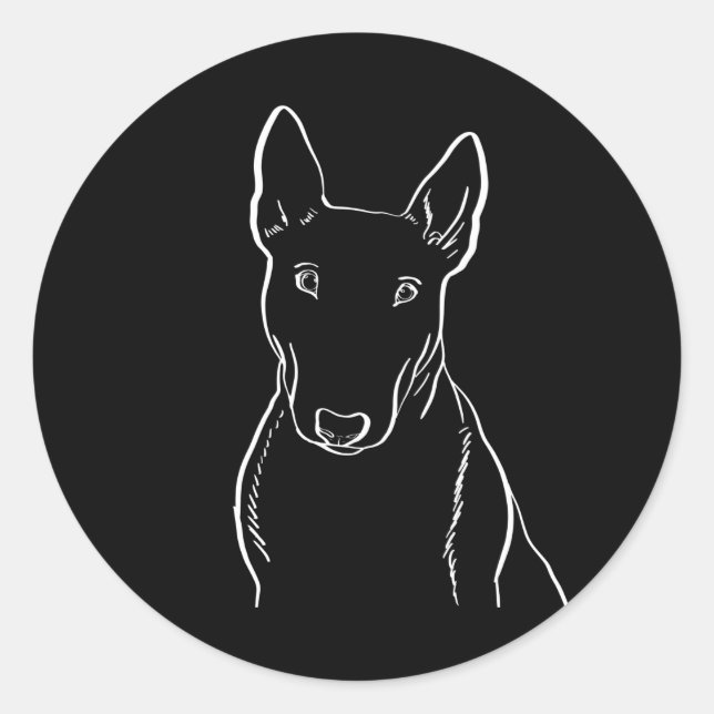 Bull Terrier Dog Gift Line Art Classic Round Sticker (Front)