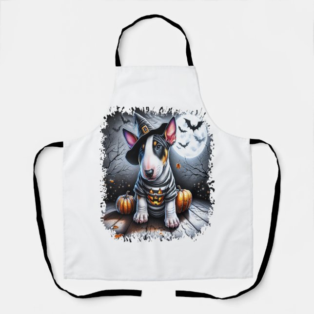 Bull Terrier Dog Halloween Apron (Front)