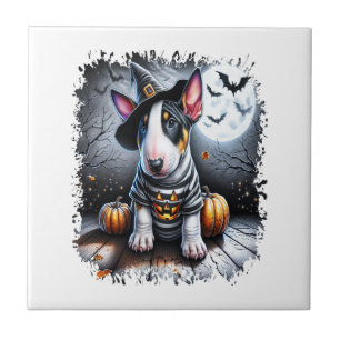 Bull Terrier Dog Halloween Ceramic Tile
