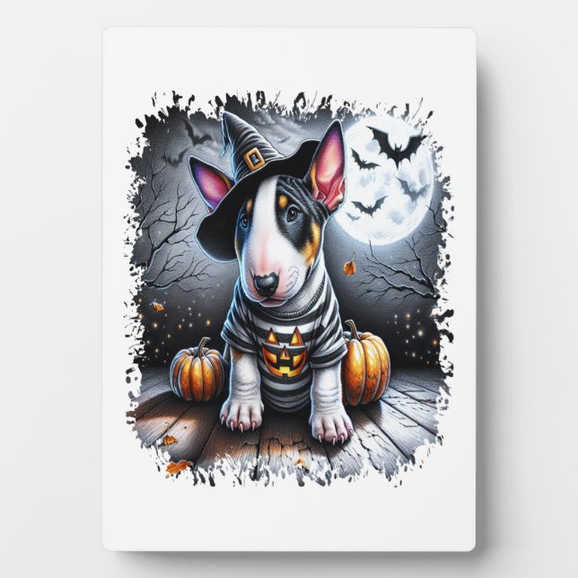 Bull Terrier Dog Halloween Plaque (Front)