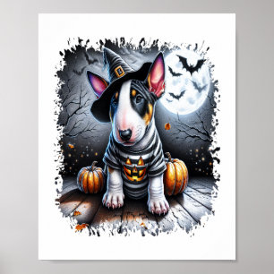 Bull Terrier Dog Halloween Poster