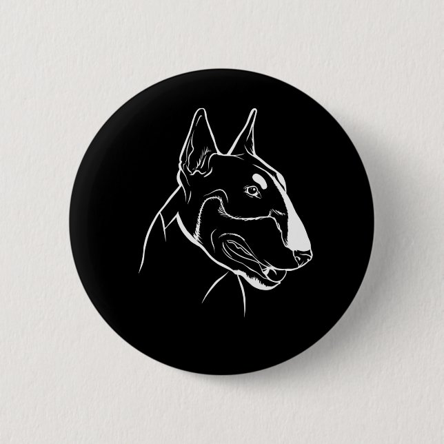 Bull Terrier Dog Head 6 Cm Round Badge (Front)