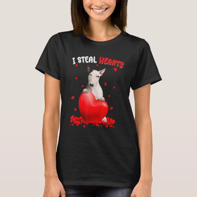 Bull Terrier Dog I Steal Hearts Cute Valentine Day T-Shirt (Front)