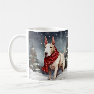 Bull Terrier Dog in Snow Christmas  Coffee Mug