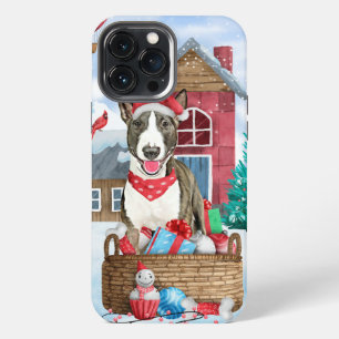 Bull Terrier Dog In snow Christmas Dog House iPhone 13 Pro Max Case