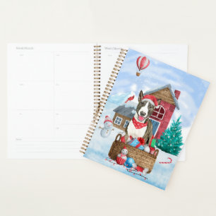 Bull Terrier Dog In snow Christmas Dog House Planner