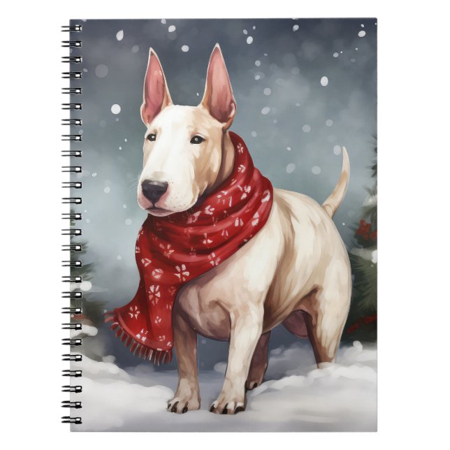 Bull Terrier Dog in Snow Christmas  Notebook (Front)