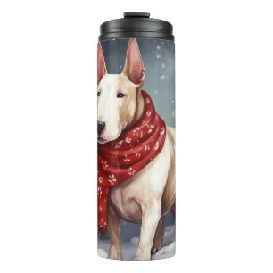 Bull Terrier Dog in Snow Christmas  Thermal Tumbler