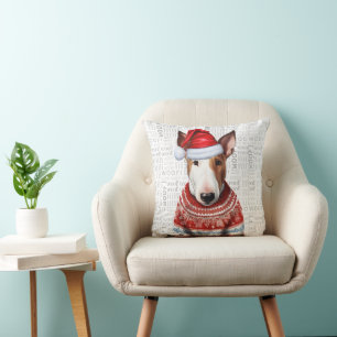 Bull Terrier Dog Lover Christmas Holiday Cushion